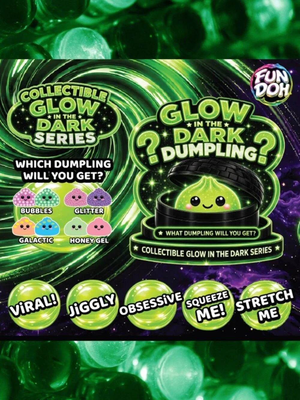Fun Doh Glow in the Dark Mystery Dumpling Squishy Collectible